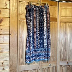 Peach and blue maxi print skirt